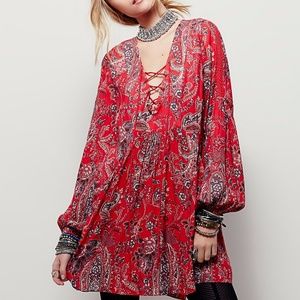 Free People Rain or Shine Mini Lace Up Dress